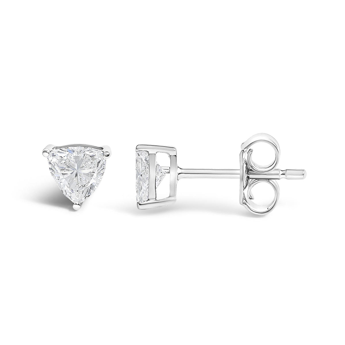 14K Gold Lab Grown Trillion Cut Solitaire Diamond Stud Earrings