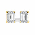14K Gold Lab Grown Emerald Cut Diamond Solitaire Stud Earrings