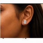 14K Gold Lab Grown Emerald Cut Diamond Solitaire Stud Earrings