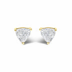 14K Gold Lab Grown Trillion Cut Solitaire Diamond Stud Earrings