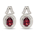 .925 Sterling Silver Garnet and 1/5 Cttw Diamond Drop Earring