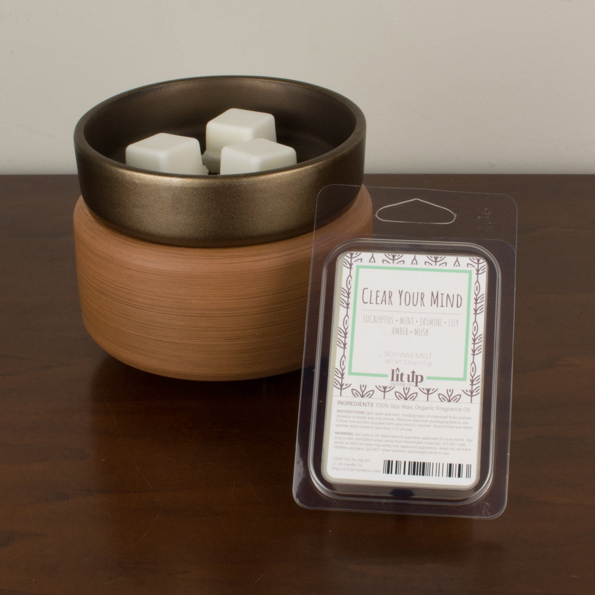 Clear Your Mind 2.5 oz. soy wax melt | Eucalyptus, Jasmine, Mint