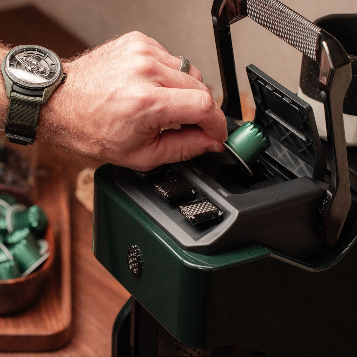 Line1 Espresso and Coffee Machine: Evergreen & Onyx