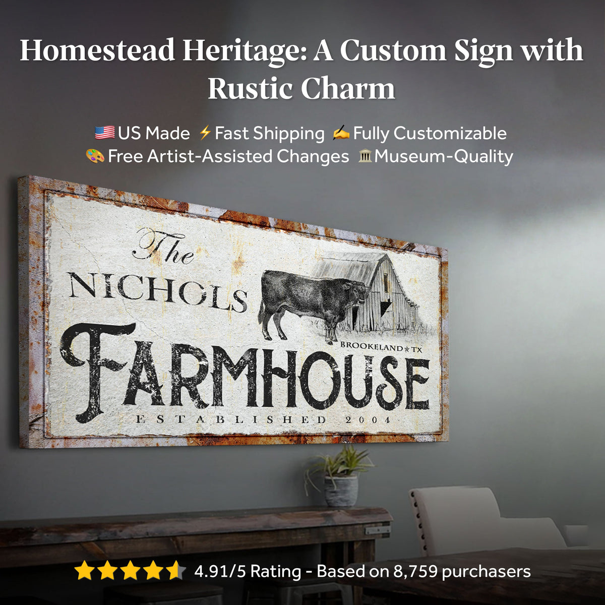Rustic Farmhouse Sign (Made In USA)