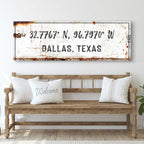 Home Coordinates Rustic Sign