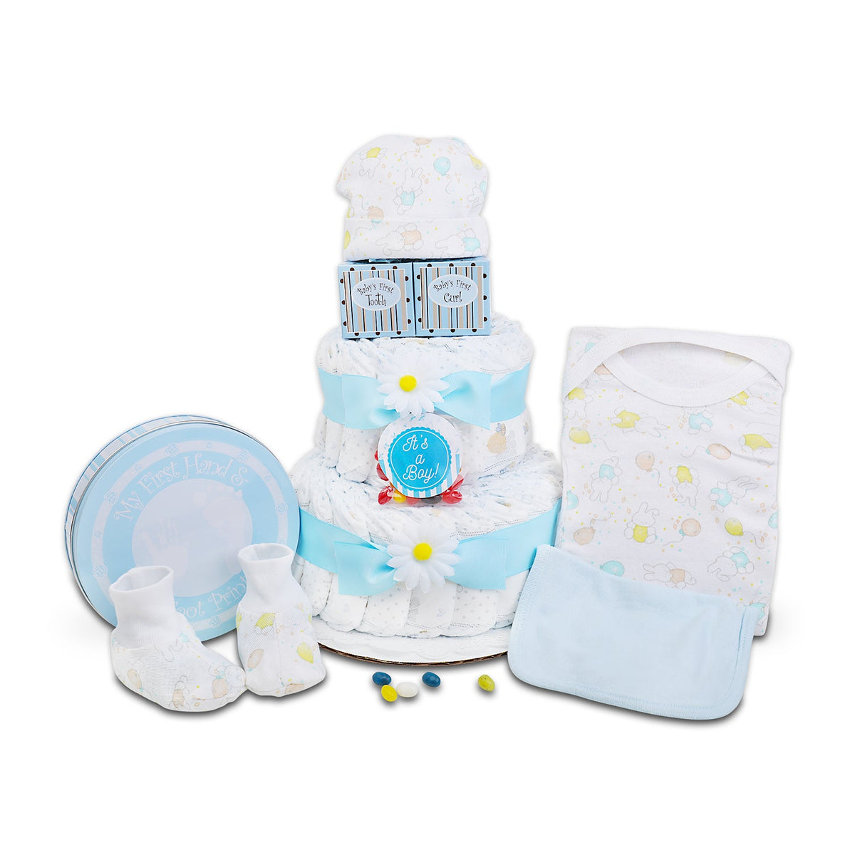 Blue Two- Tier Diaper Cake