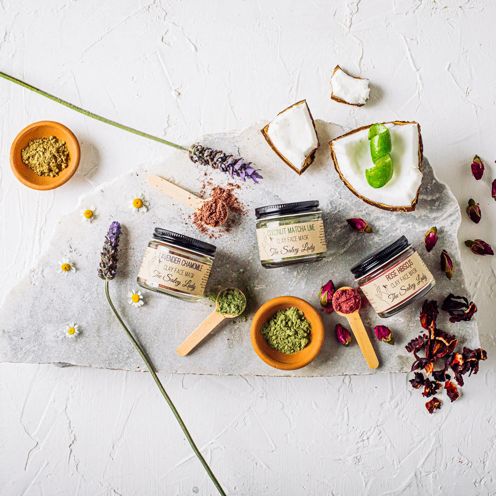 Clay Face Mask Jar Bundle | Lavender, Coconut Matcha & Rose | The Salvy Lady