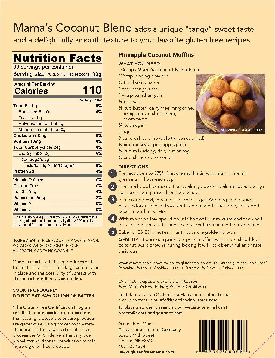 Gluten Free Coconut Flour | Pack of 2 | 2 lb | Gluten Free Mama | 6052