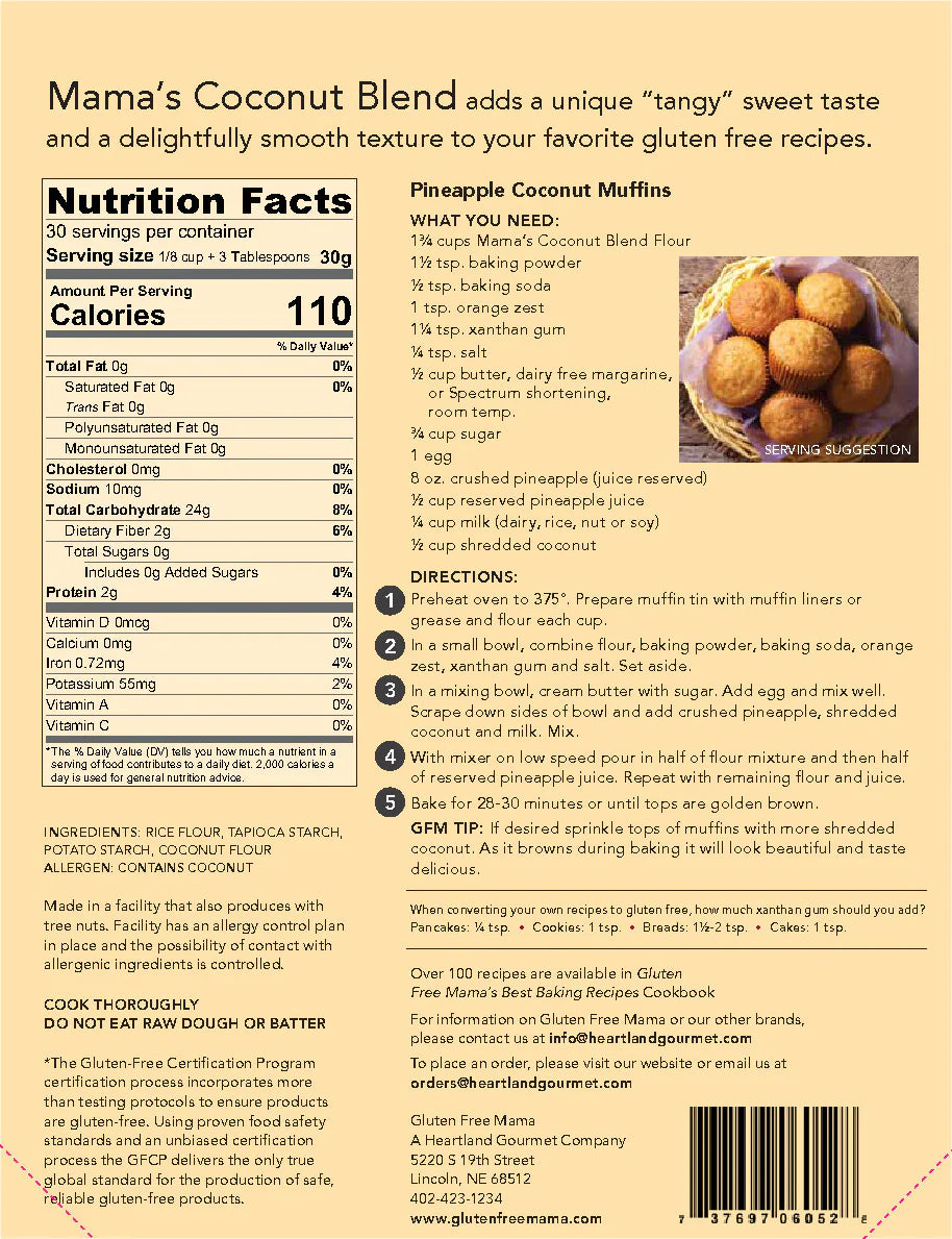 Gluten Free Coconut Flour | Pack of 2 | 2 lb | Shipping Included | Gluten Free Mama | 6052