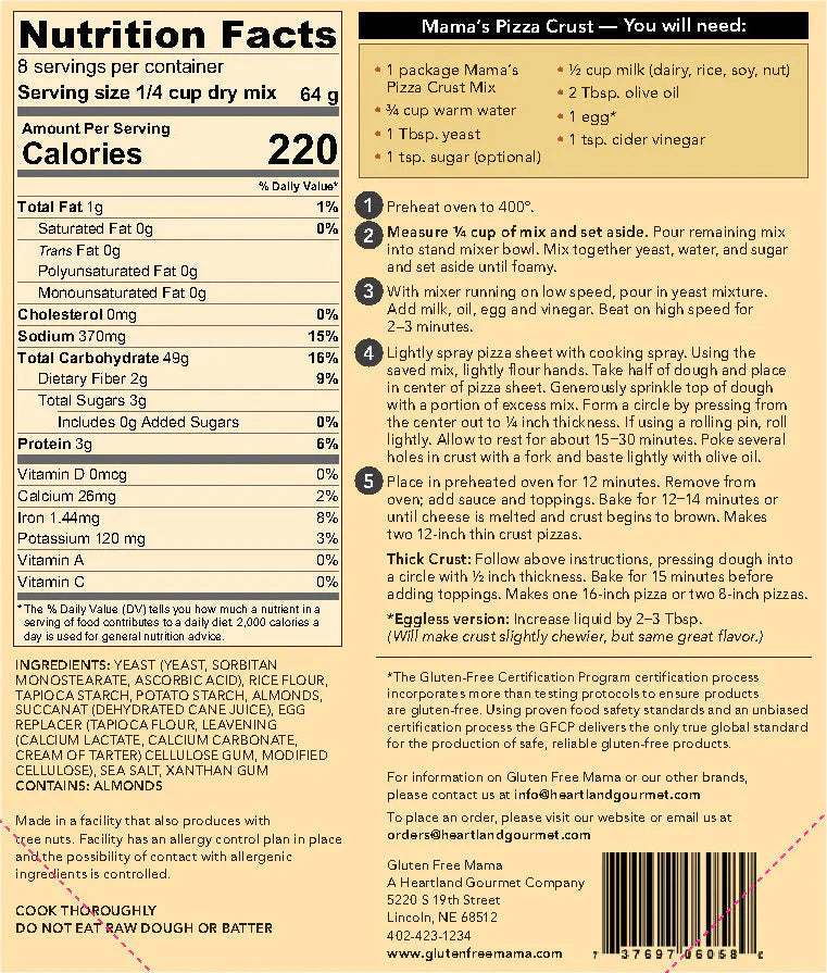 Gluten Free Pizza Crust Mix | Pack of 4 | 18 oz | Gluten Free Mama | 6058