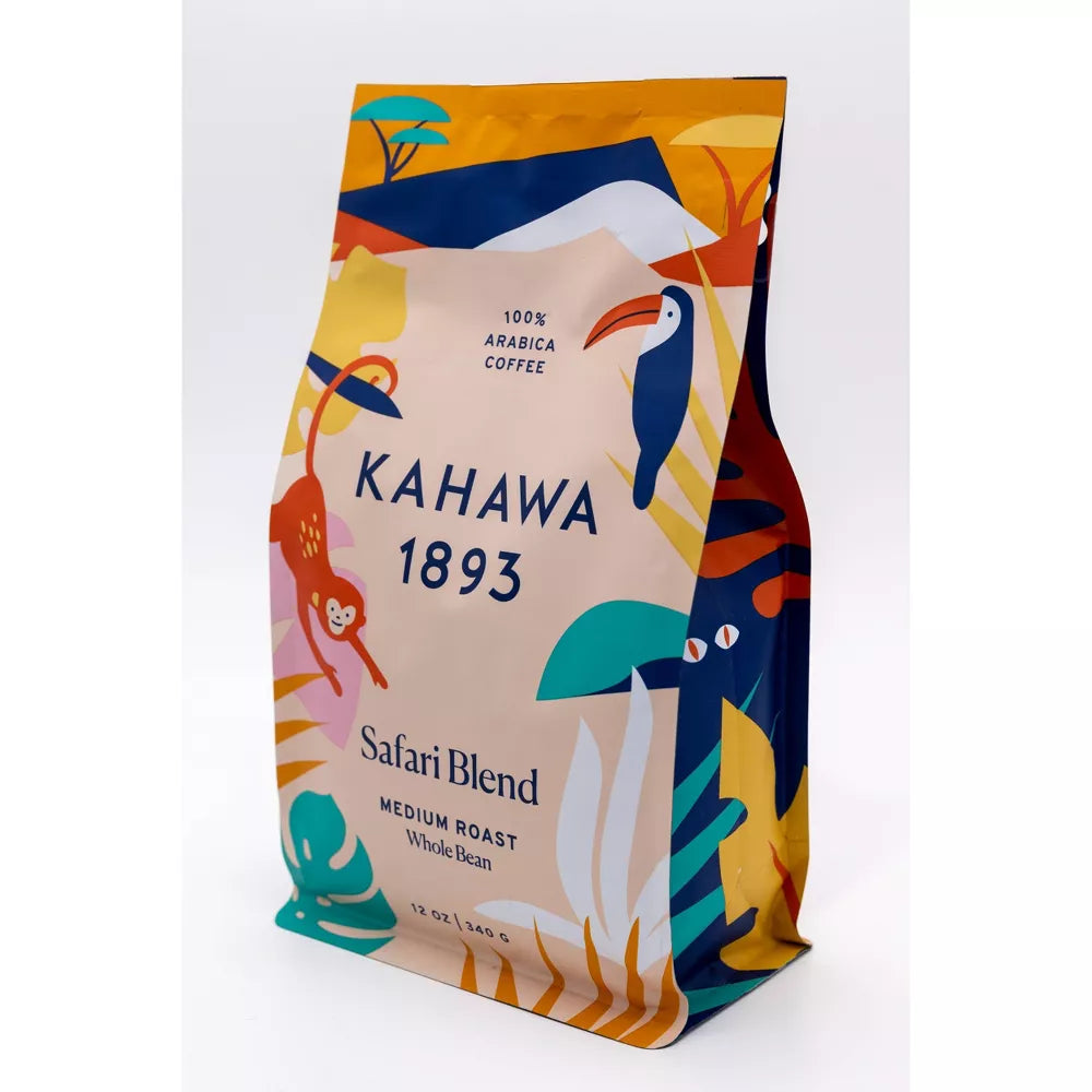 Kahawa 1893 Safari Medium Roast Whole Bean Coffee, 12 oz (Case of 6)