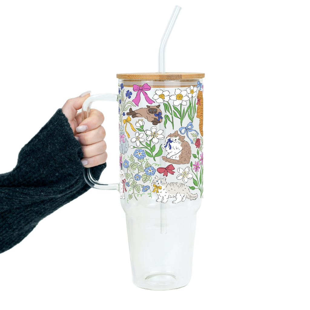 Grandma Core Cats Glass Cups