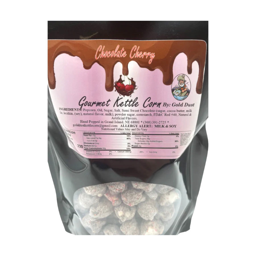 Chocolate Covered Cherry Kettle Corn | Pack of 2 | 6.5 oz | Non-GMO | Shipping Included | Gold Dust Kettle Corn