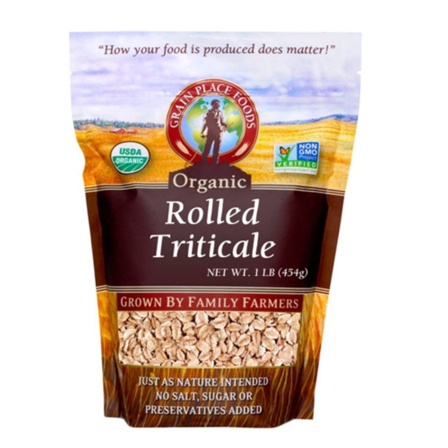 Organic Rolled Triticale | 1 lb | Pack of 2 | Grain Place Foods