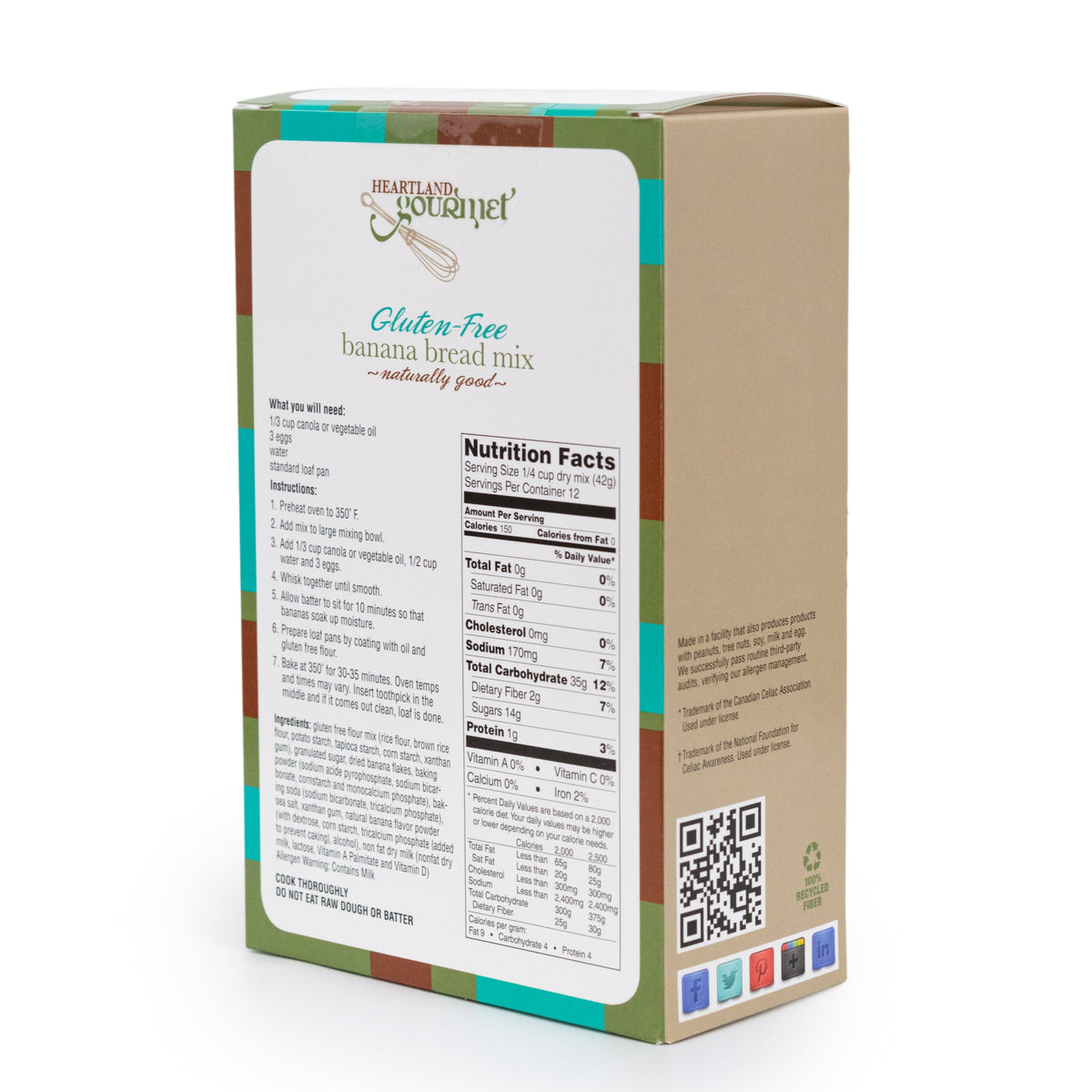 Gluten Free Banana Bread Mix | Pack of 6 | 16 oz | Heartland Gourmet | 2027