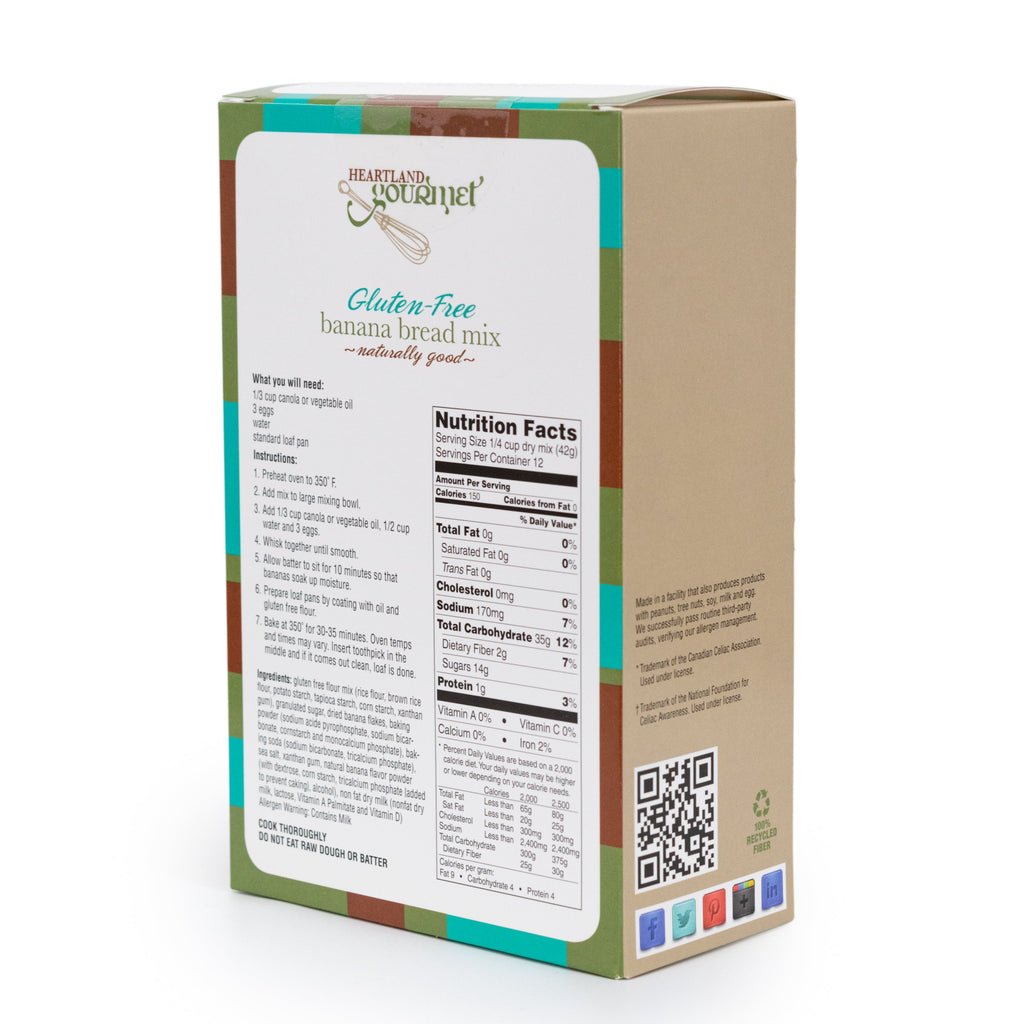 Gluten Free Banana Bread Mix | Pack of 2 | 16 oz | Heartland Gourmet | 2027