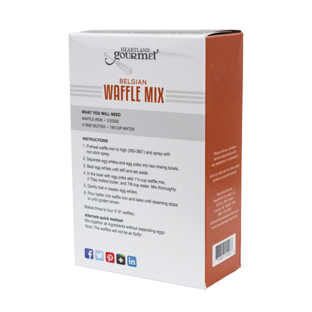 Belgian Waffle Mix | Pack of 6 | 13.1 oz | Heartland Gourmet