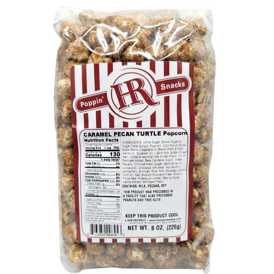 Caramel Pecan Turtle Popcorn | 8 oz | Pack of 2 | HR Poppin' Snacks