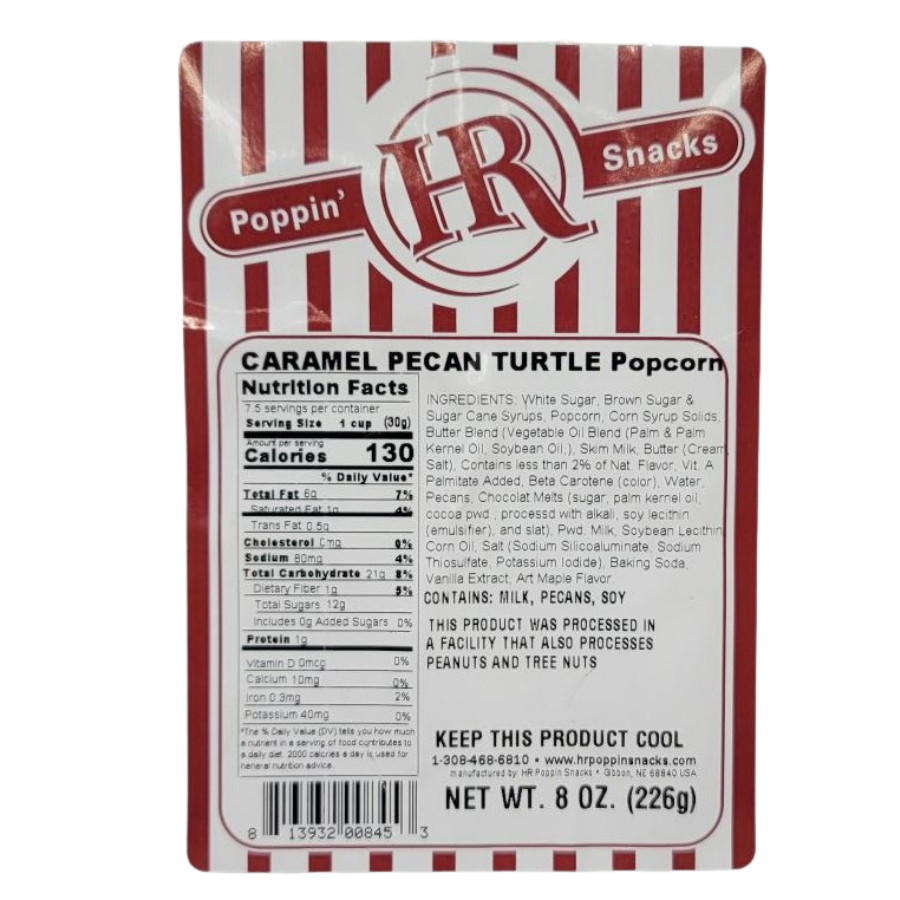 Caramel Pecan Turtle Popcorn | 8 oz | Pack of 2 | HR Poppin' Snacks