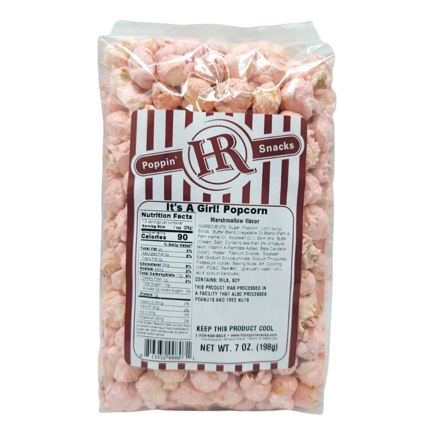 It's A Girl Pink Marshmallow Flavored Popcorn | Pack of 3 | 7 oz | HR Poppin' Snacks