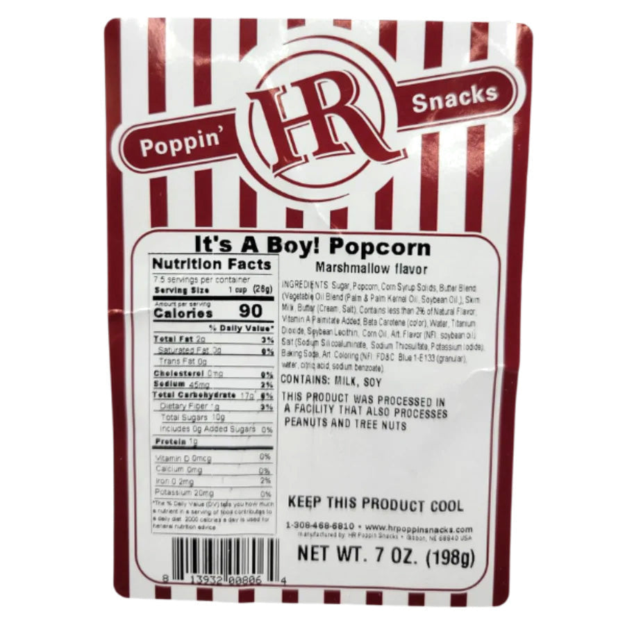 It's A Boy Blue Marshamallow Flavored Popcorn | 7 oz | HR Poppin' Snacks