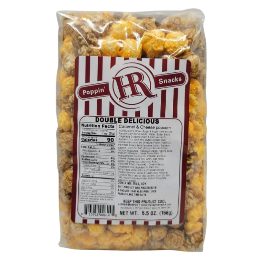 Double Delicious Caramel & Cheese Popcorn Mix | Pack of 3 | Multiple Sizes | HR Poppin' Snacks