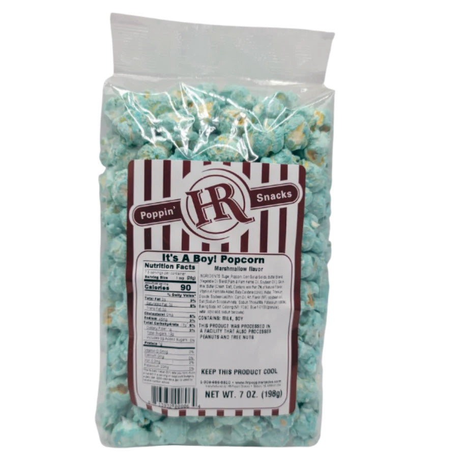 It's A Boy Blue Marshmallow Flavored Popcorn | Pack of 3 | 7 oz | Shipping Included | HR Poppin' Snacks