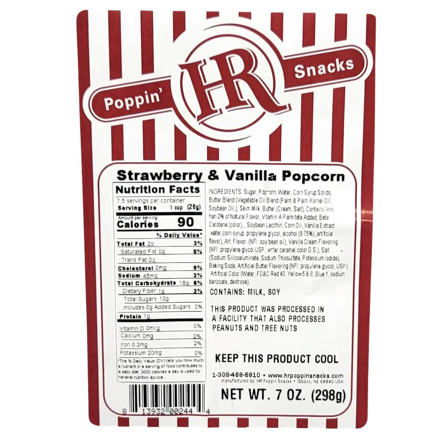 Strawberry & Vanilla Popcorn | 5 oz | HR Poppin' Snacks