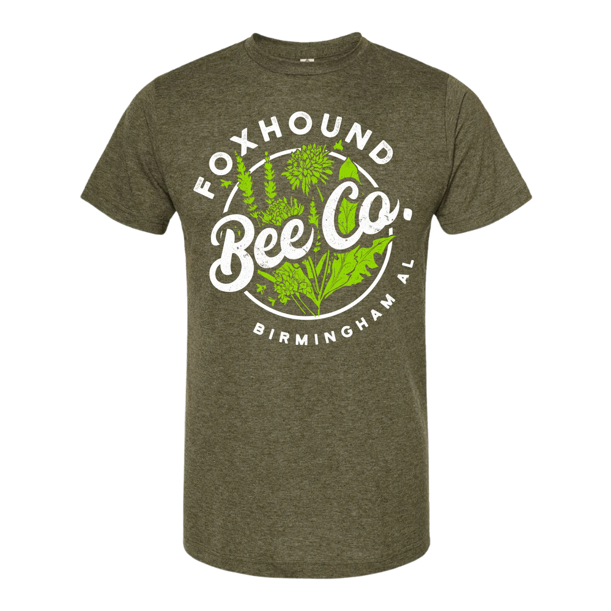 Heather Military Green Round Short Sleeve Shirt