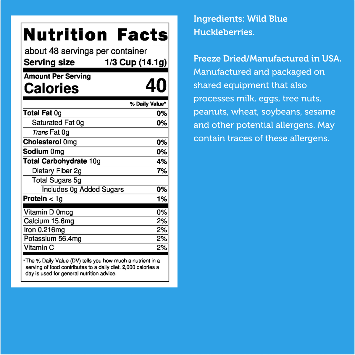 Freeze Dried Wild Blue Huckleberries