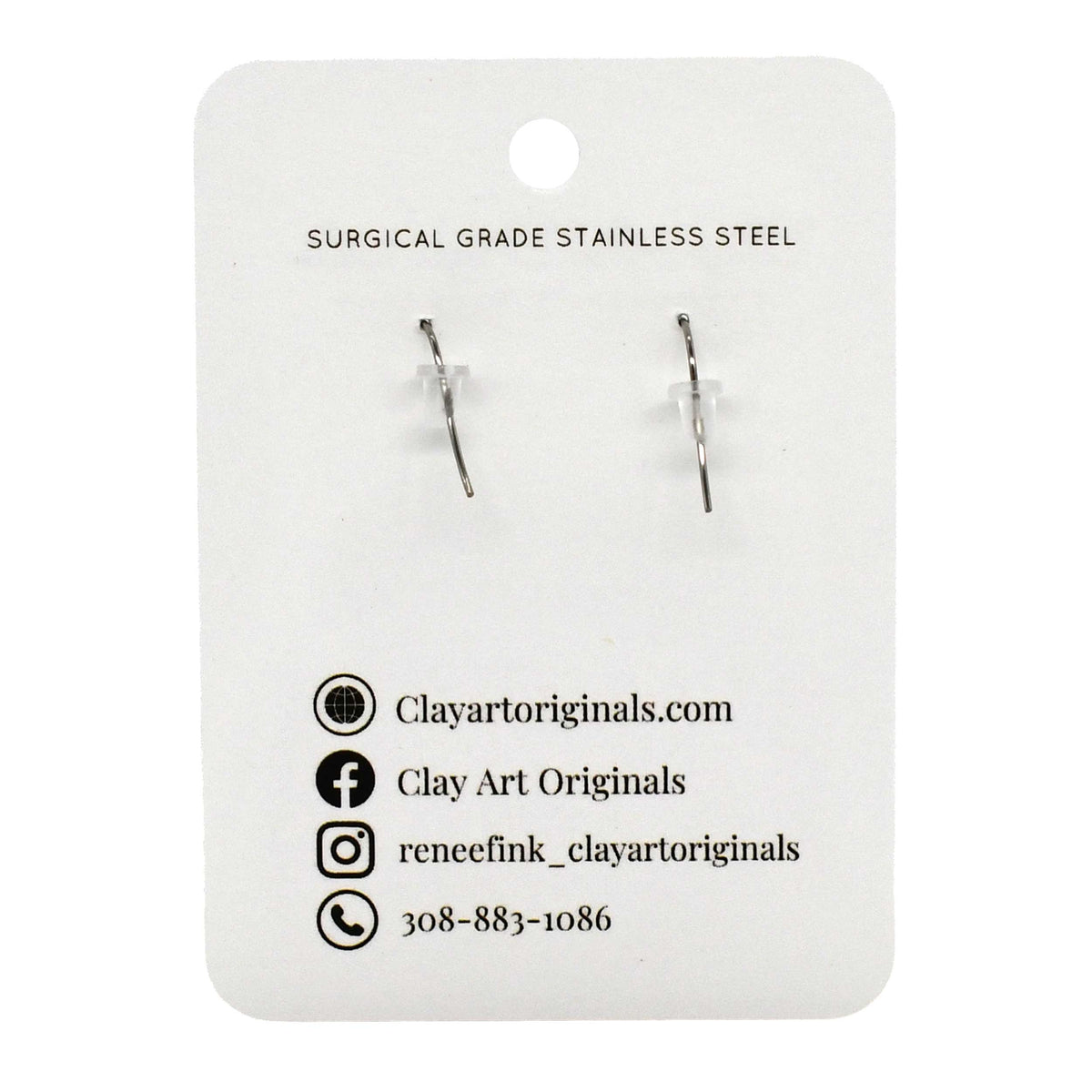 Husker "N" Red and White Dangle Polymer Clay Earrings | Clay Art Originals