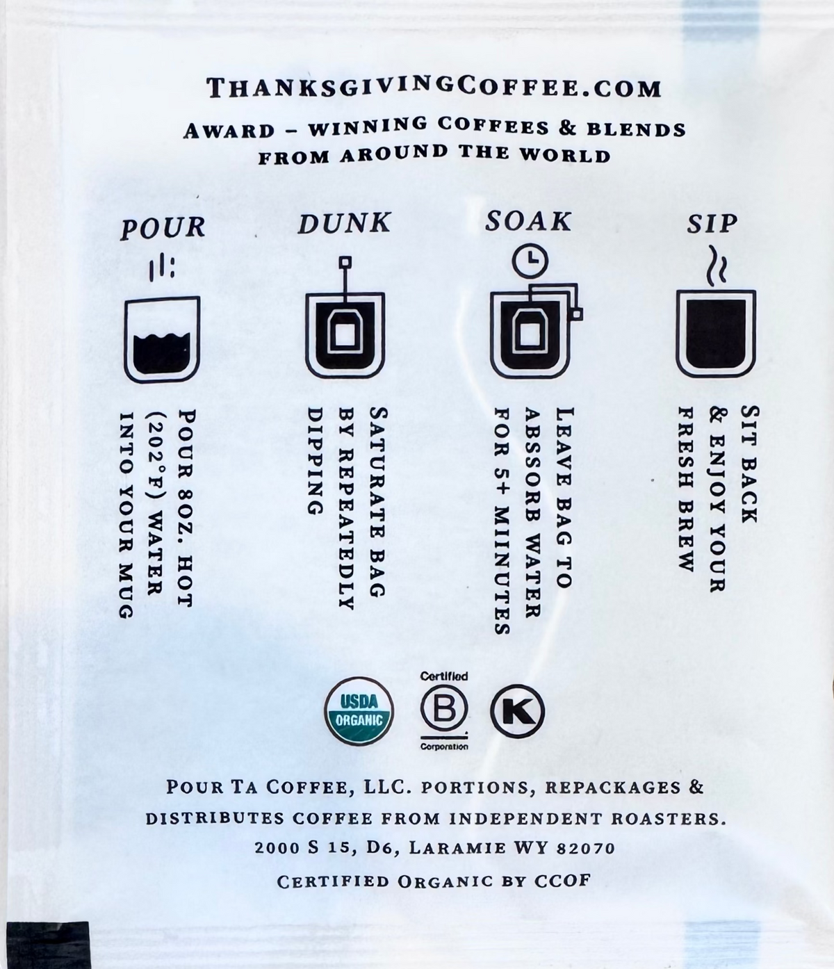 Royal Decaf Pour Ta Pour Over Packet
