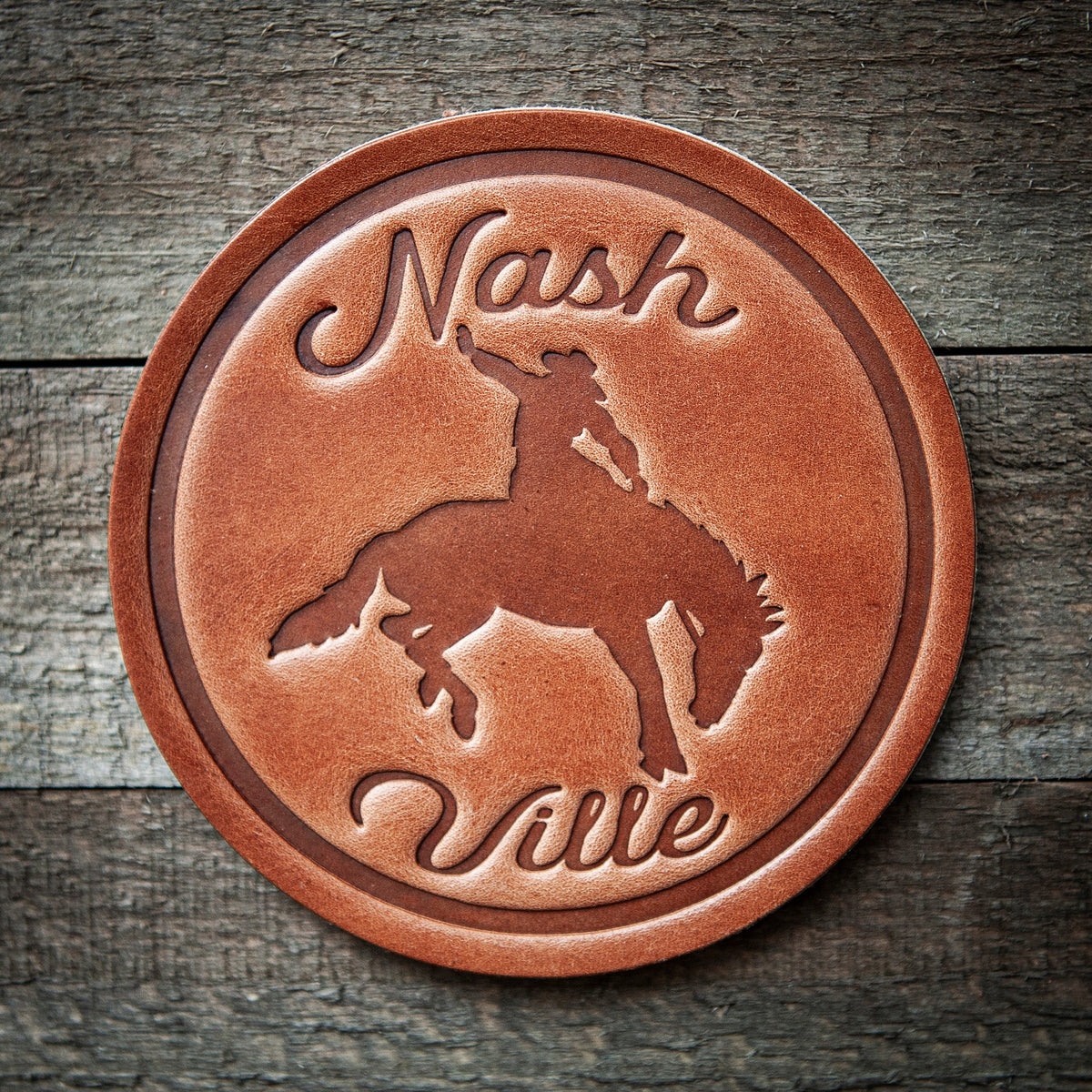 Nashville Tennessee Bronco Leather Coaster