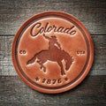 Colorado Bronco Leather Coaster