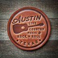 Austin Texas Leather Coaster