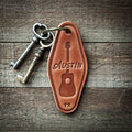 Austin Texas Guitar Leather Keychain Motel Style