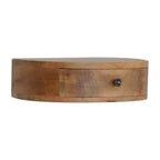Solid Mango Wood Floating Nightstand – Oak-Ish Finish, Rounded 1-Drawer Design