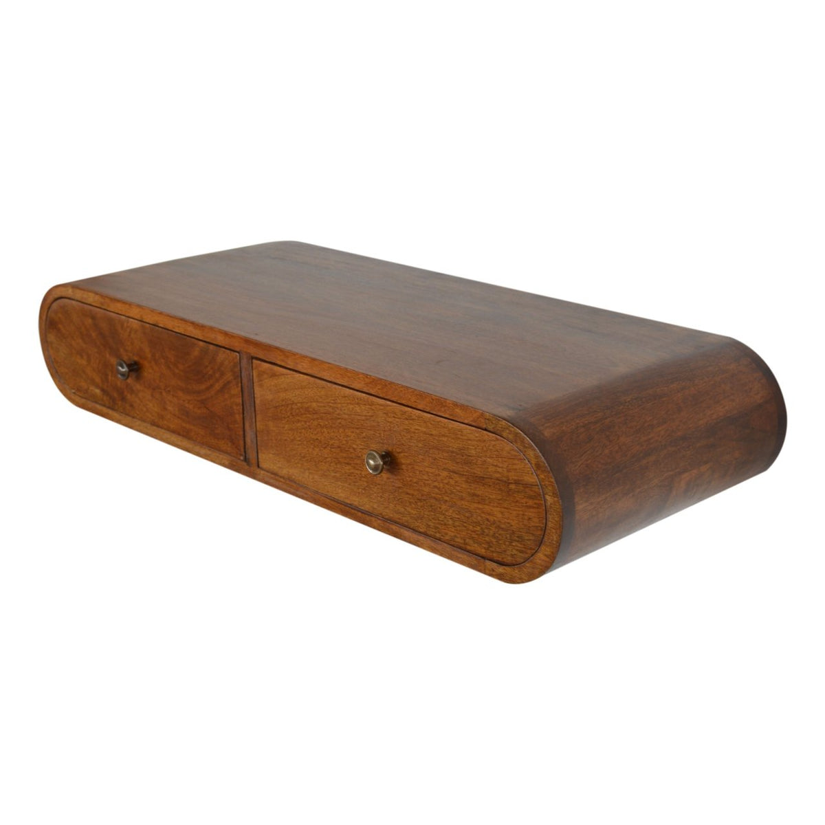 Floating London Solid Mango Wood Console – Chestnut Finish