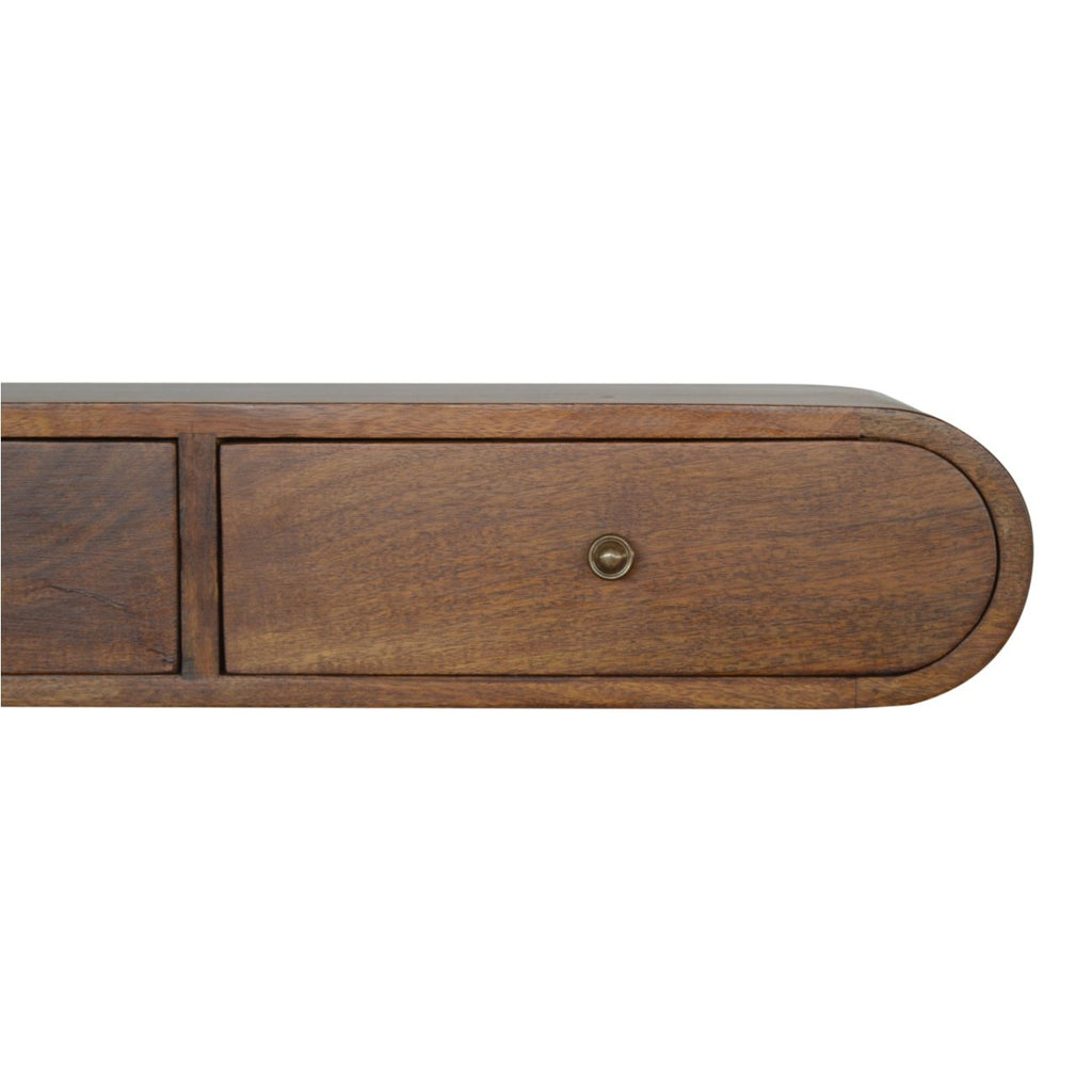Floating London Solid Mango Wood Console – Chestnut Finish