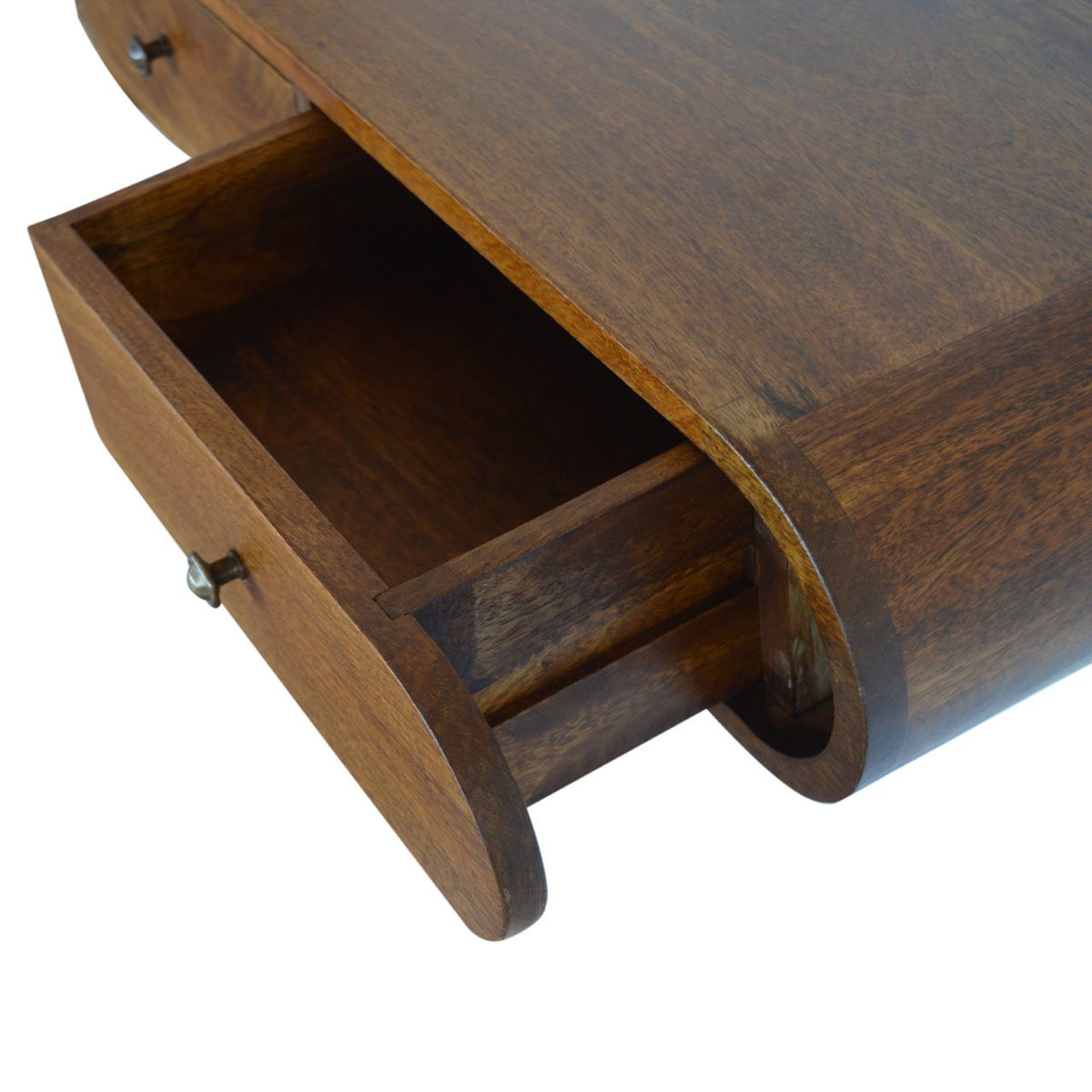 Floating London Solid Mango Wood Console – Chestnut Finish