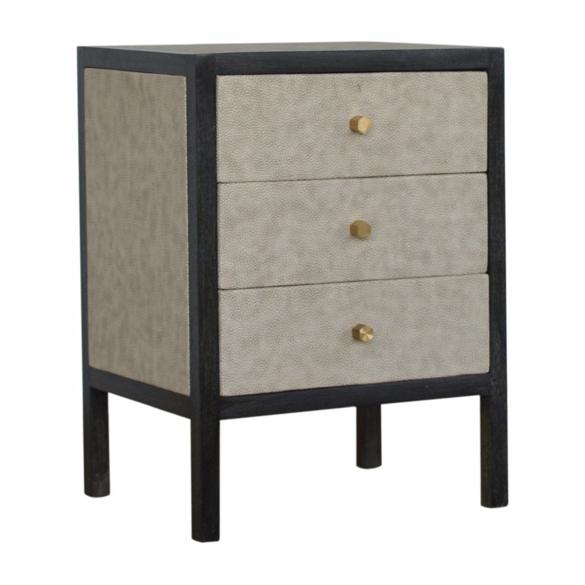 Faux Leather Nightstand – Ash Black Finish