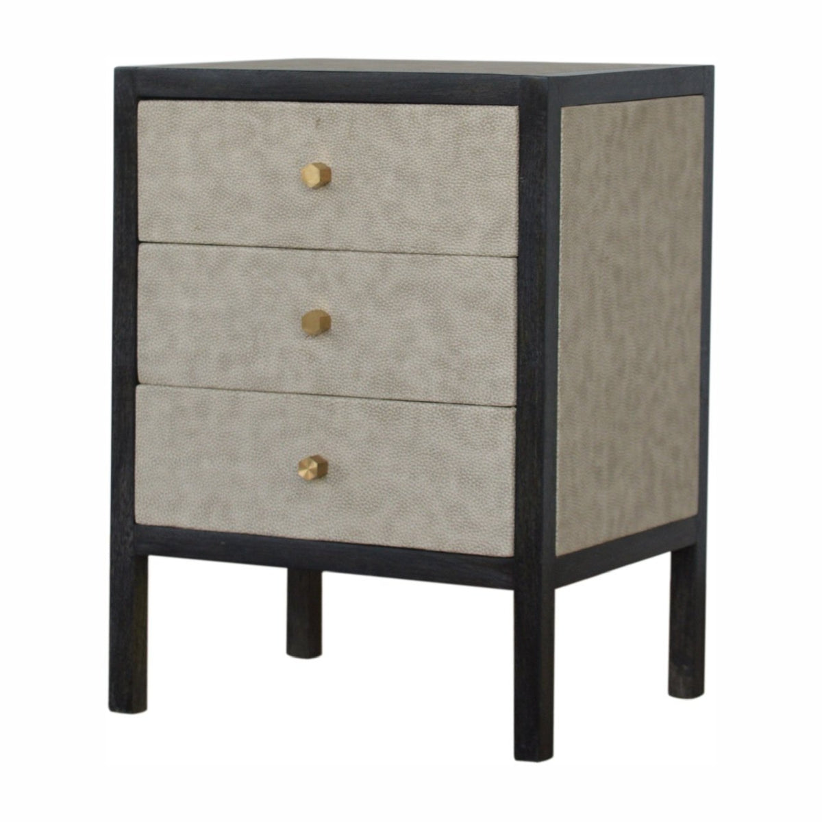 Faux Leather Nightstand – Ash Black Finish