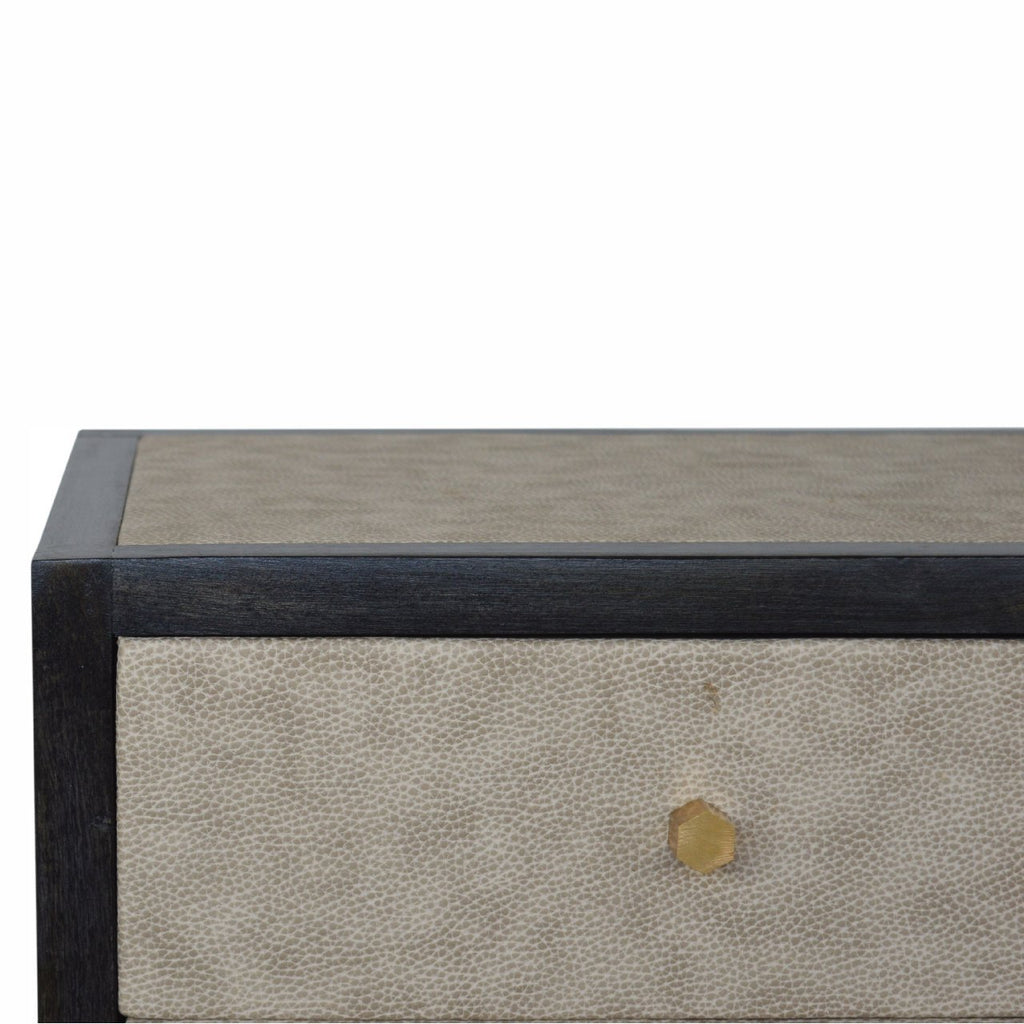 Faux Leather Nightstand – Ash Black Finish