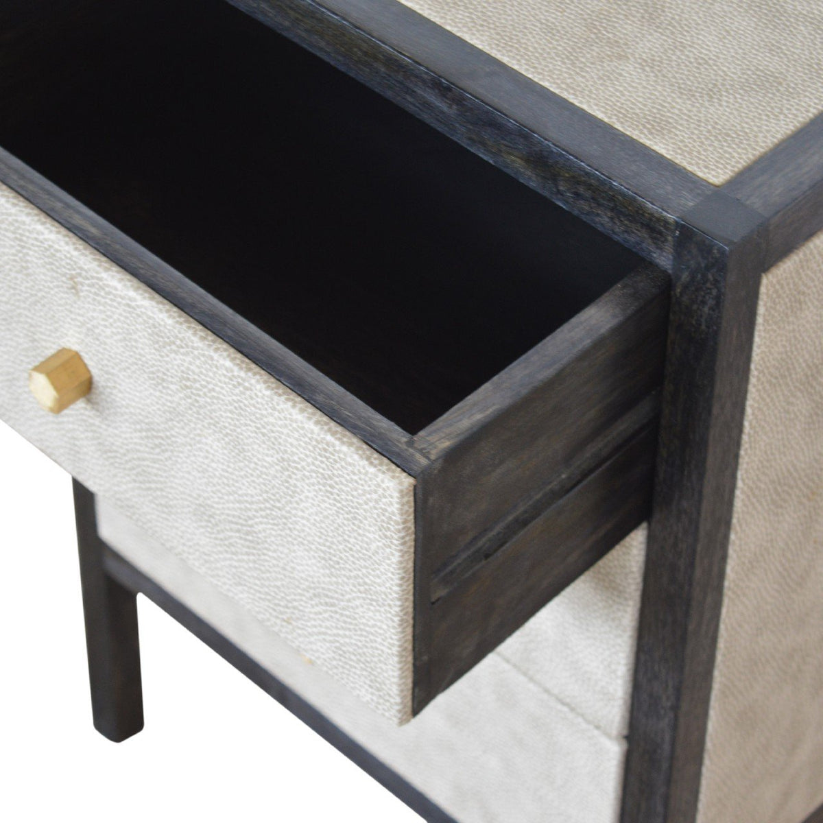 Faux Leather Nightstand – Ash Black Finish