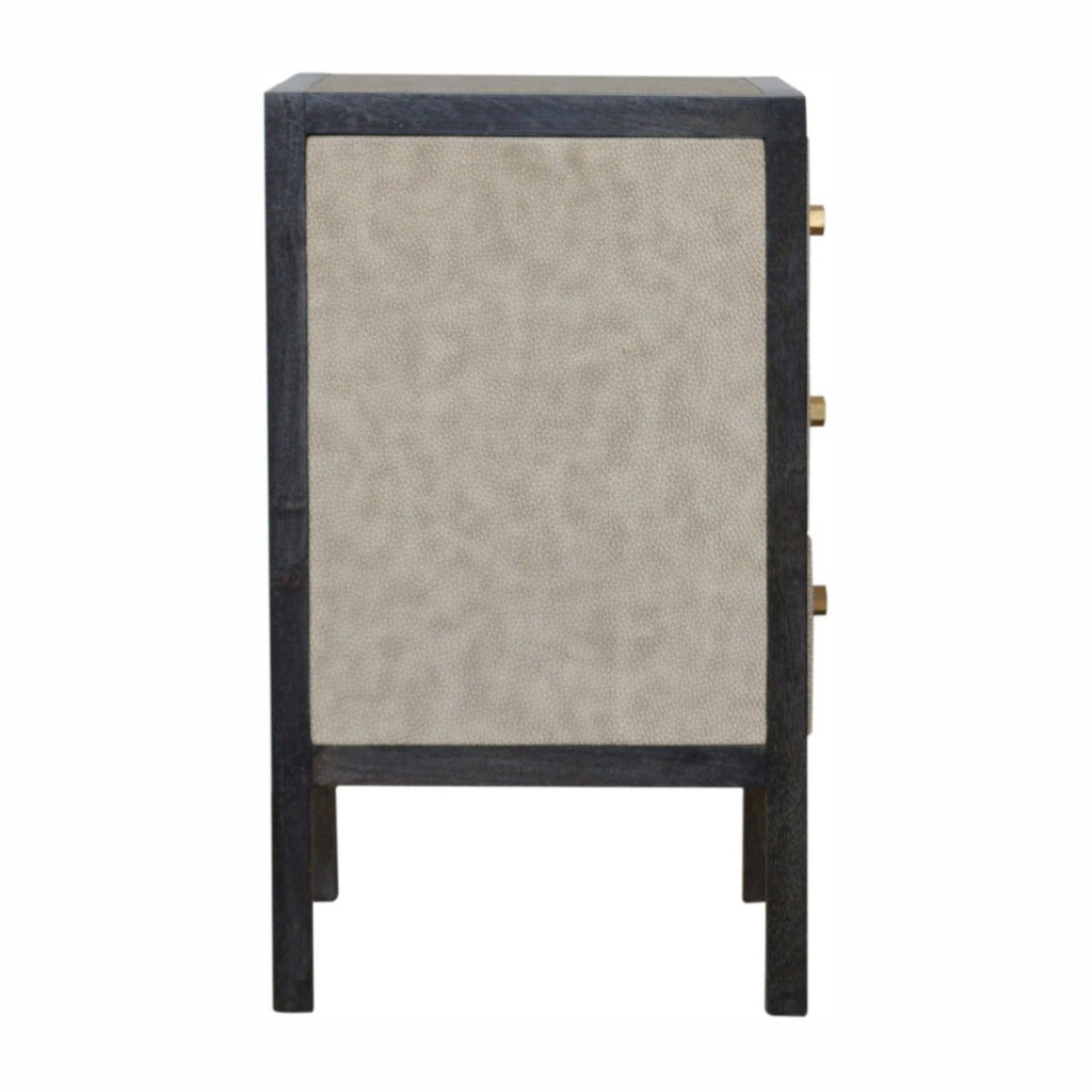 Faux Leather Nightstand – Ash Black Finish
