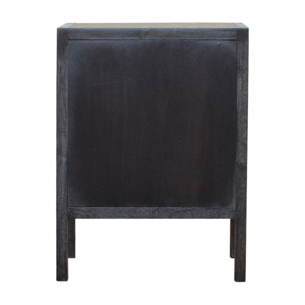 Faux Leather Nightstand – Ash Black Finish