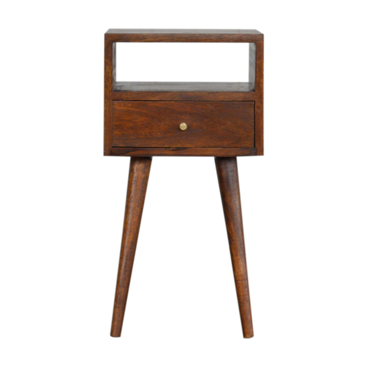Mini Solid Mango Wood Nightstand – Chestnut Finish