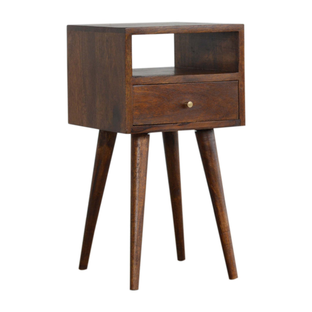 Mini Solid Mango Wood Nightstand – Chestnut Finish
