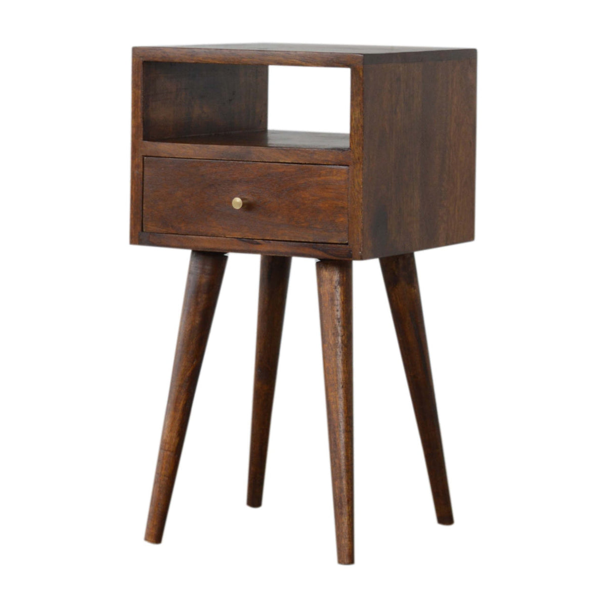 Mini Solid Mango Wood Nightstand – Chestnut Finish
