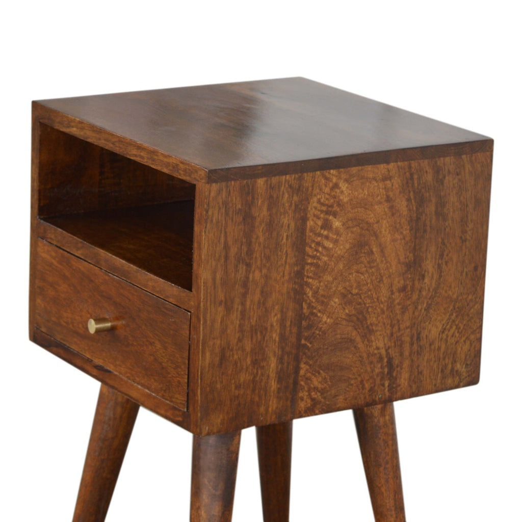 Mini Solid Mango Wood Nightstand – Chestnut Finish
